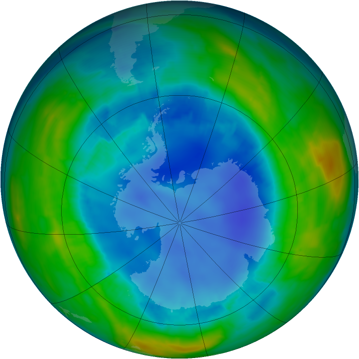 Antarctic ozone map for 17 August 2013